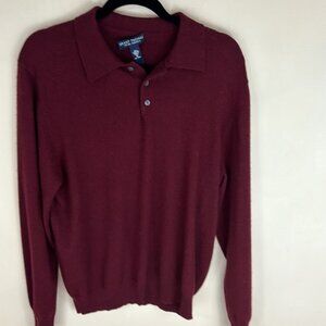 Grant Thomas Two Ply Cashmere Collared  Maroon Sweater Size Medium